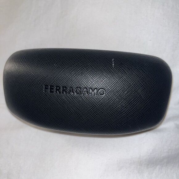 SALVATORE FERRAGAMO CROSSHATCH LEATHER SUNGLASSES CASE BLACK - Picture 2 of 9